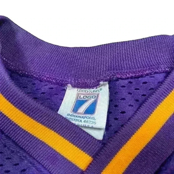 Vintage los angeles lakers mesh jersey shirt purple yellow vneck top size large - Picture 4 of 7